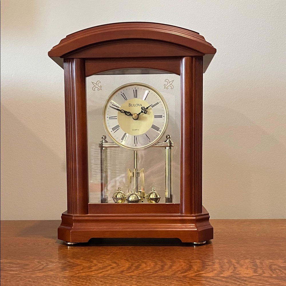 Bulova Walnut Finish Mantel Clock